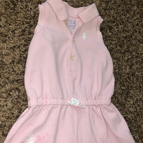 Baby girl pink polo romper. - Picture 6 of 6